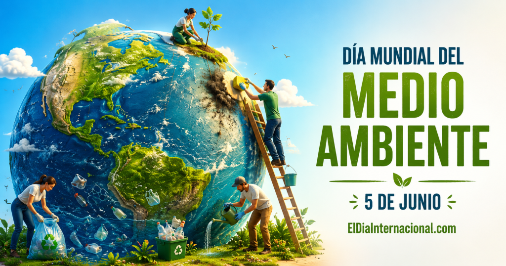 El Día Mundial del Medio Ambiente se celebra cada 5 de junio, coordinado por la ONU y el PNUMA, para impulsar la conciencia y la acción sobre la salud del planeta.